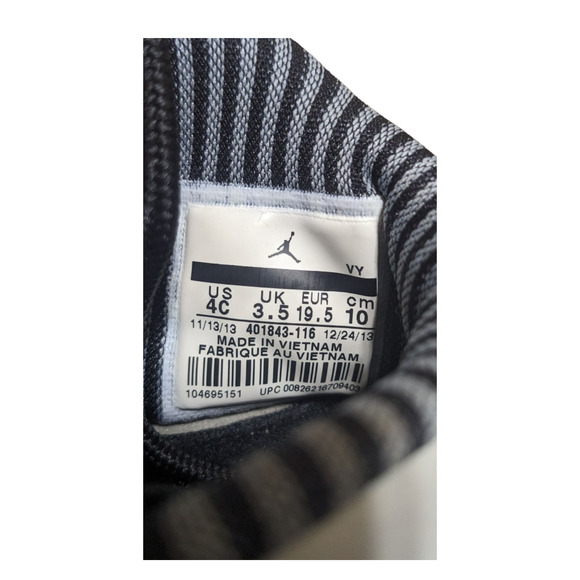 Nike Air Jordan 9 Retro Barons 45 Toddler Size 4C White Black Gray 401843-116 - Picture 5 of 8